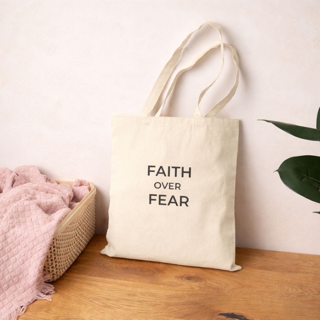 Faith Over Fear Christian Tote Bag