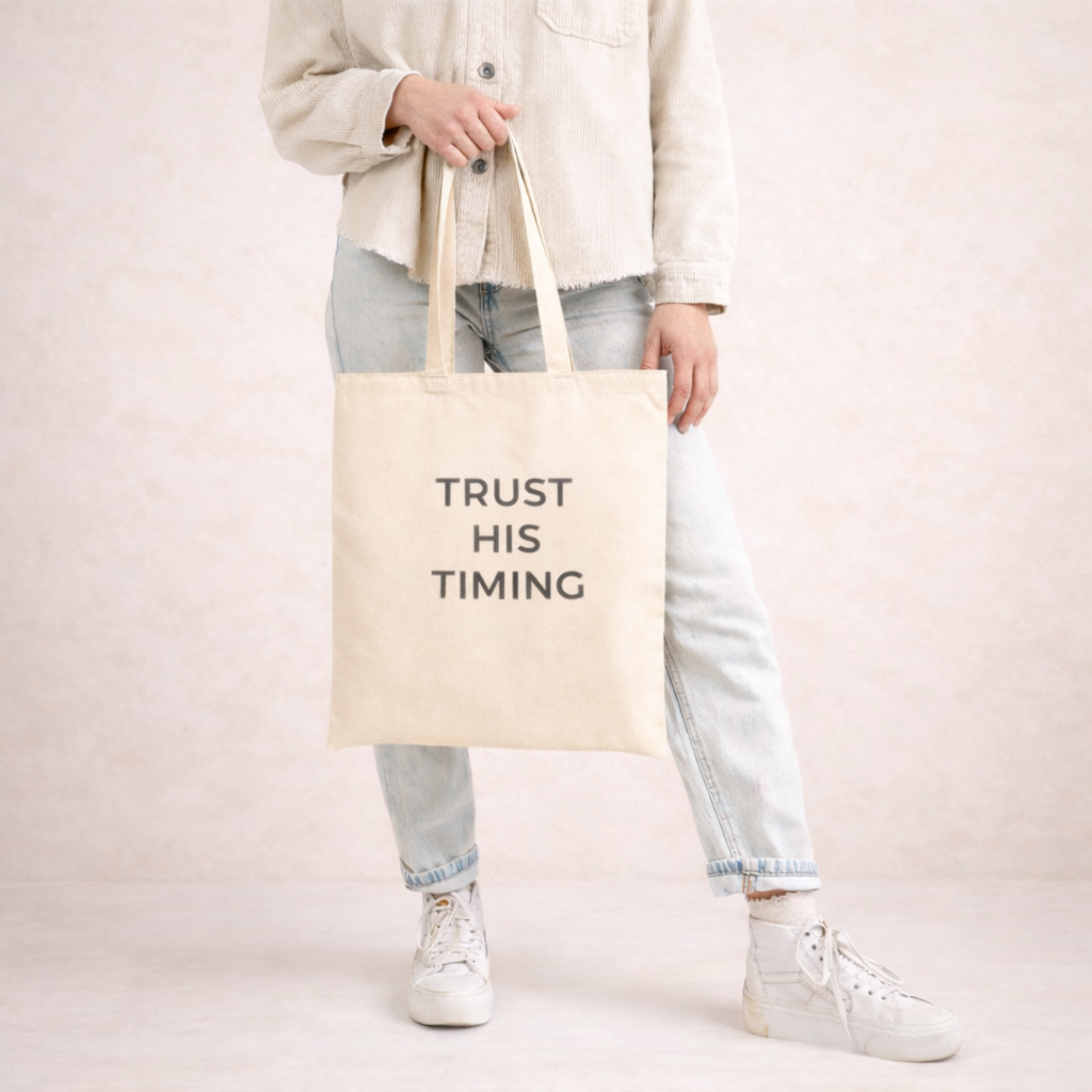 Trust His Timing Christian Tote Bag